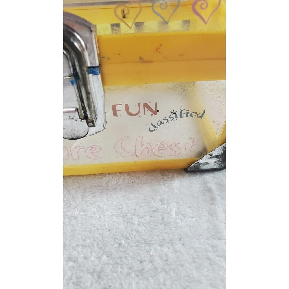 Vintage Yellow Comestic Jewelry Fun Treasure Cool Stuff Box 7
